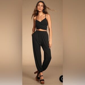 Lulu’s Doin' it Right Black Wrap Two-Piece Jumpsuit